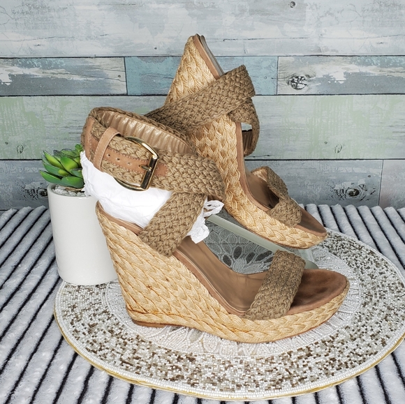 Stuart Weitzman Rope Wedge Heel Sandals Size 8 1/2